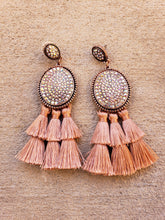 Load image into Gallery viewer, Blush Tiered Tassel Earrings
