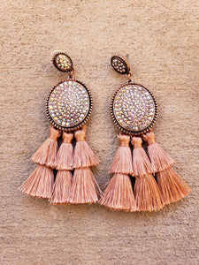 Blush Tiered Tassel Earrings