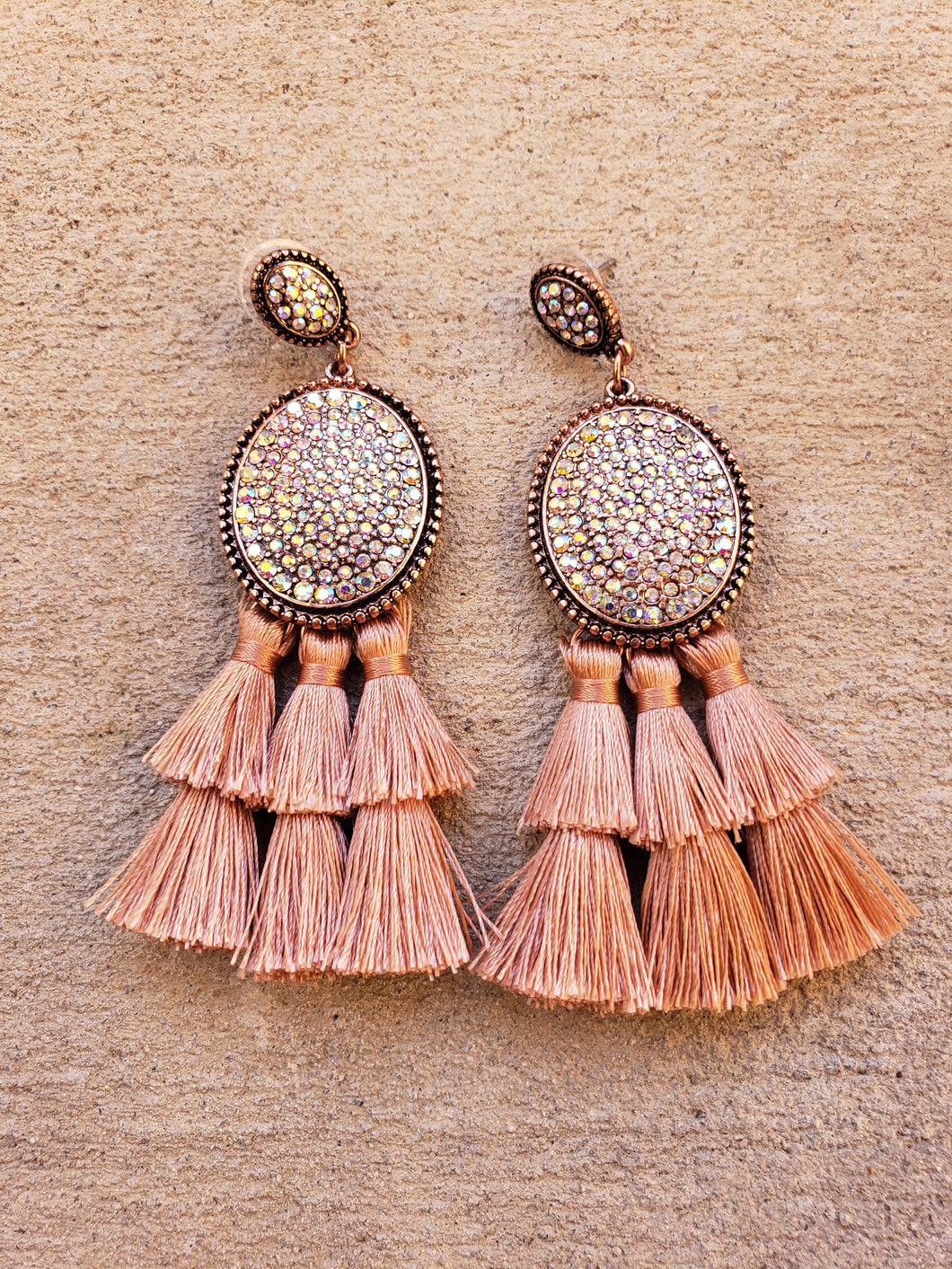 Blush Tiered Tassel Earrings