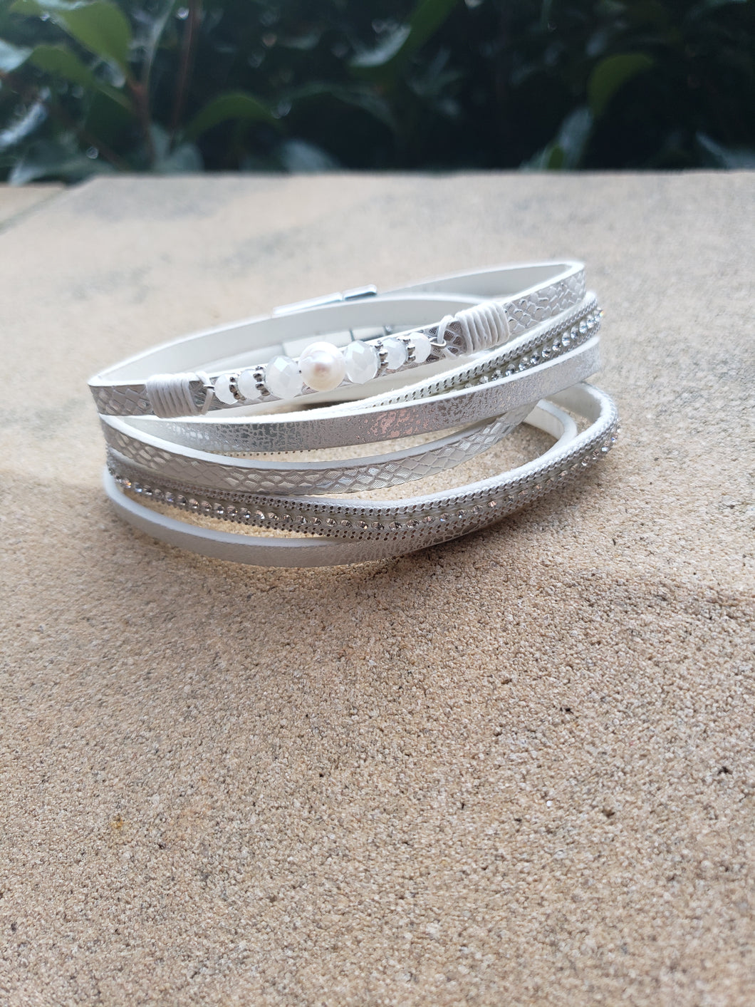 Pearl Snakeskin Wrap Bracelet